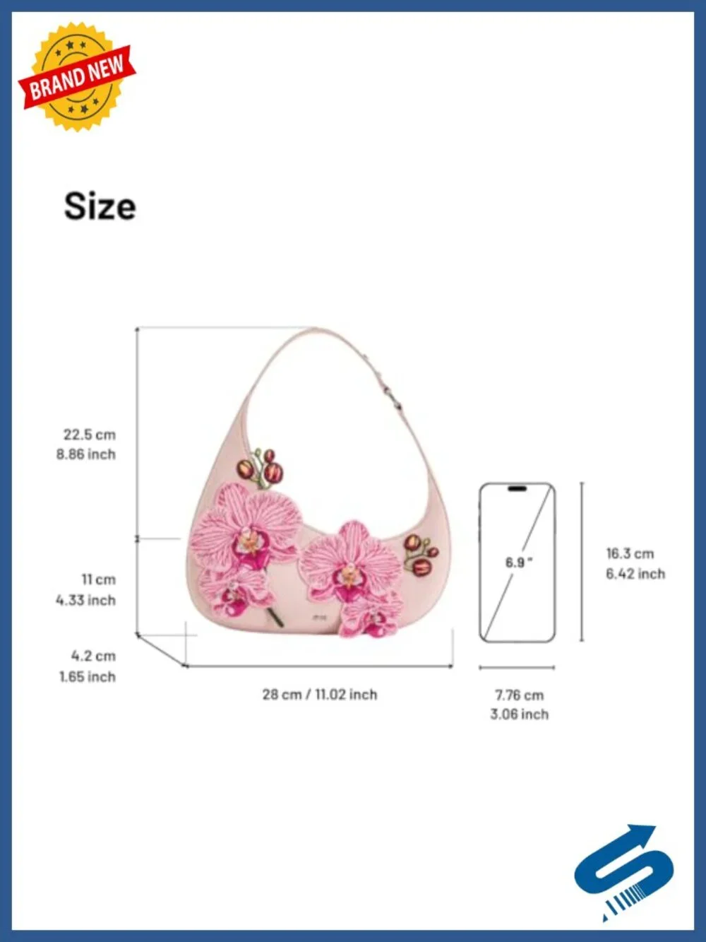 Cotton Shoulder Bag with Zipper Closure, Silver Hardware